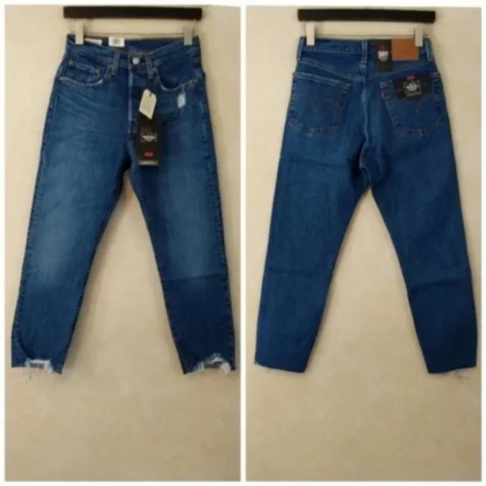 Levi's 501 Crop High Rise Denim Jeans Charleston Fun Straight Leg - Picture 8 of 10